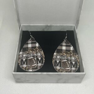 Classic Print MOM Football Teardrop Shape Dangle Earrings For Women Girls